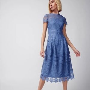 NWT- White House Black Market- 
Embroidered Lace Fit-and-Flare Dress